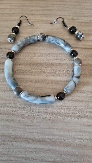 Black Onyx Noodle Jewellery Set