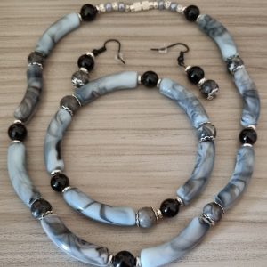 Black Onyx Noodle Jewellery Set