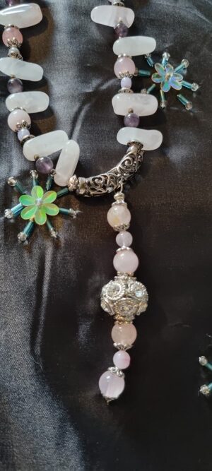 Rose Quartz and Amethyst Crystal Necklace