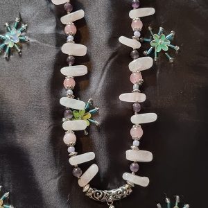 Rose Quartz and Amethyst Crystal Necklace