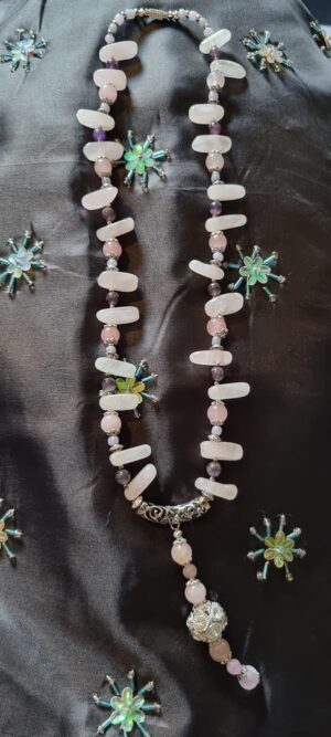 Rose Quartz and Amethyst Crystal Necklace