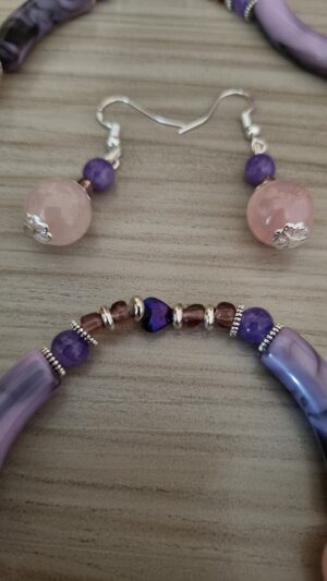 Rose Quartz Crystal Jewellery Set