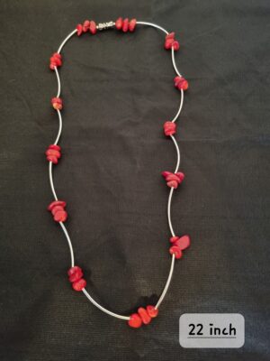 Carnelian silver noodle necklace