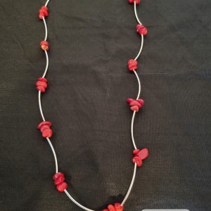 Carnelian silver noodle necklace