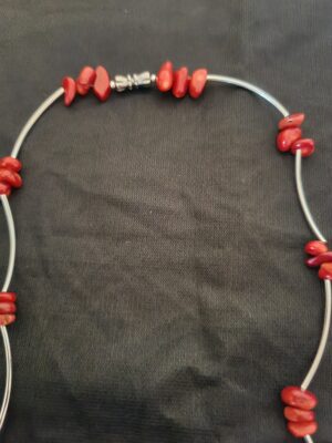 Carnelian silver noodle necklace