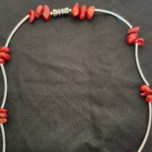 Carnelian silver noodle necklace