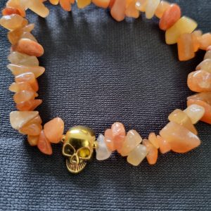 Carnelian Quartz Crystal skull bracelet