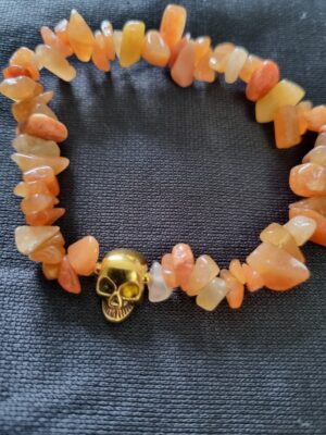 Carnelian Quartz Crystal skull bracelet