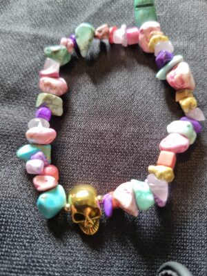 Gemstone gold Skull Bracelet