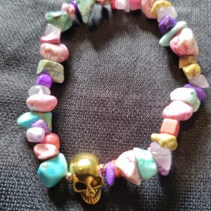 Gemstone gold Skull Bracelet