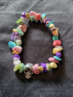 Gemstone silver skull Bracelet