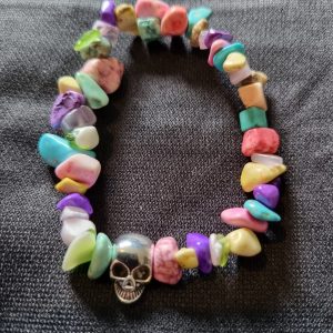 Gemstone silver skull Bracelet