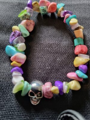 Gemstone silver skull Bracelet